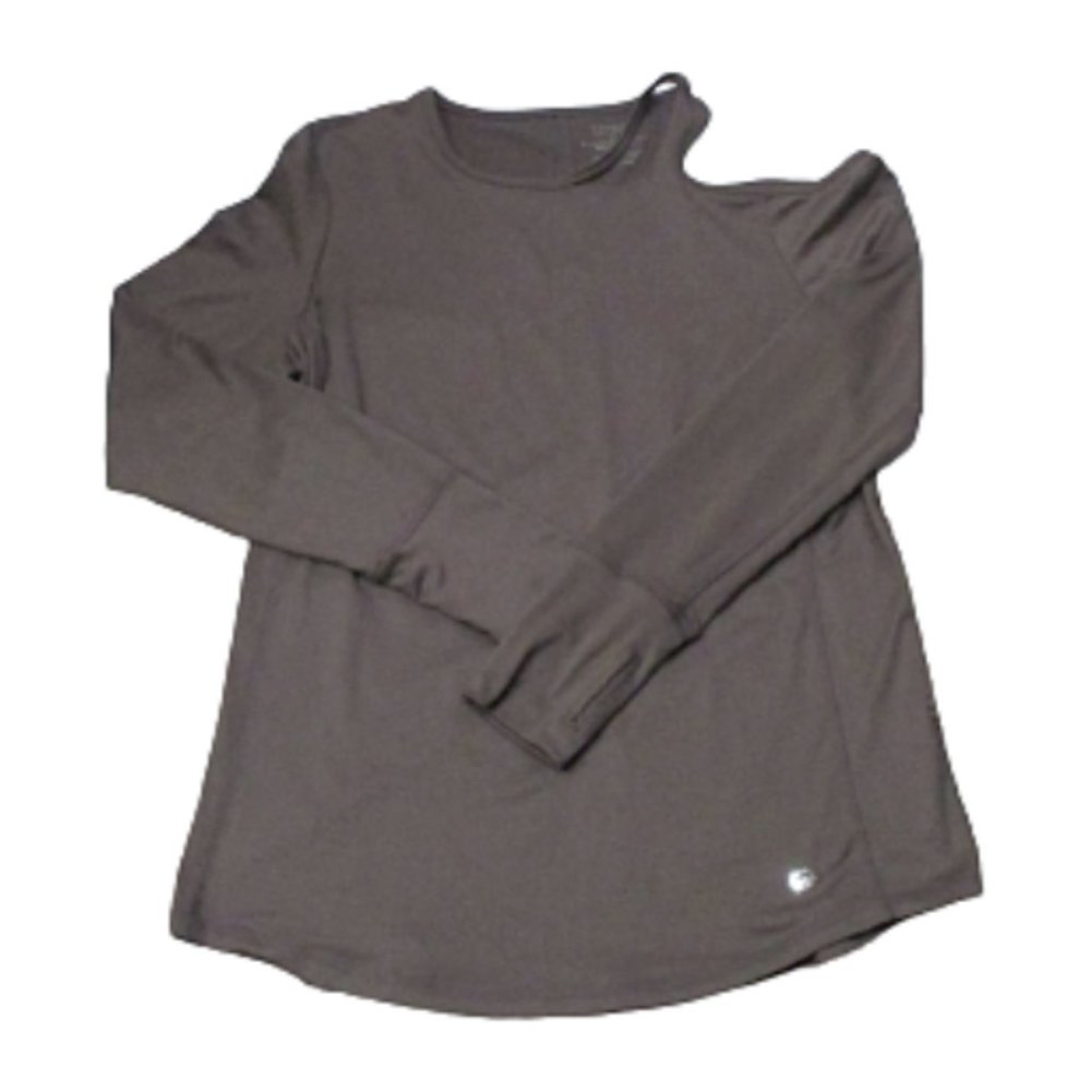 Tahari Sport Women's Brown Cold Shoulder Long Sleeve Knit Top S